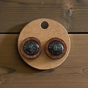 Elegant Black and Brown Wooden Earrings